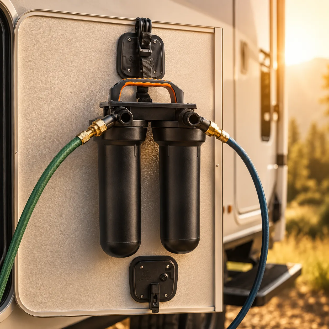 Sentry H2O Portable System mounted and filtering water off the grid